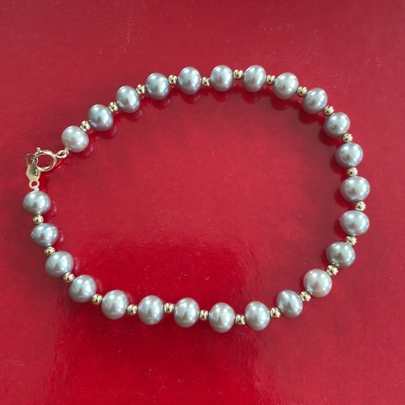 Jewelry Black Culture Pearls Gold Beaded Bracelet Stamped 585 Same As